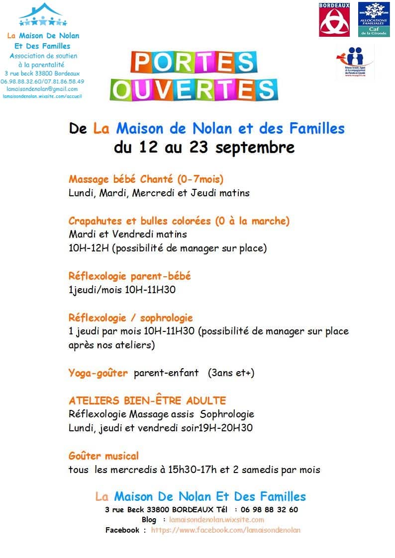 Portes Ouvertes De La Maison De Nolan Et Des Familles Enfant Bordeaux Fr