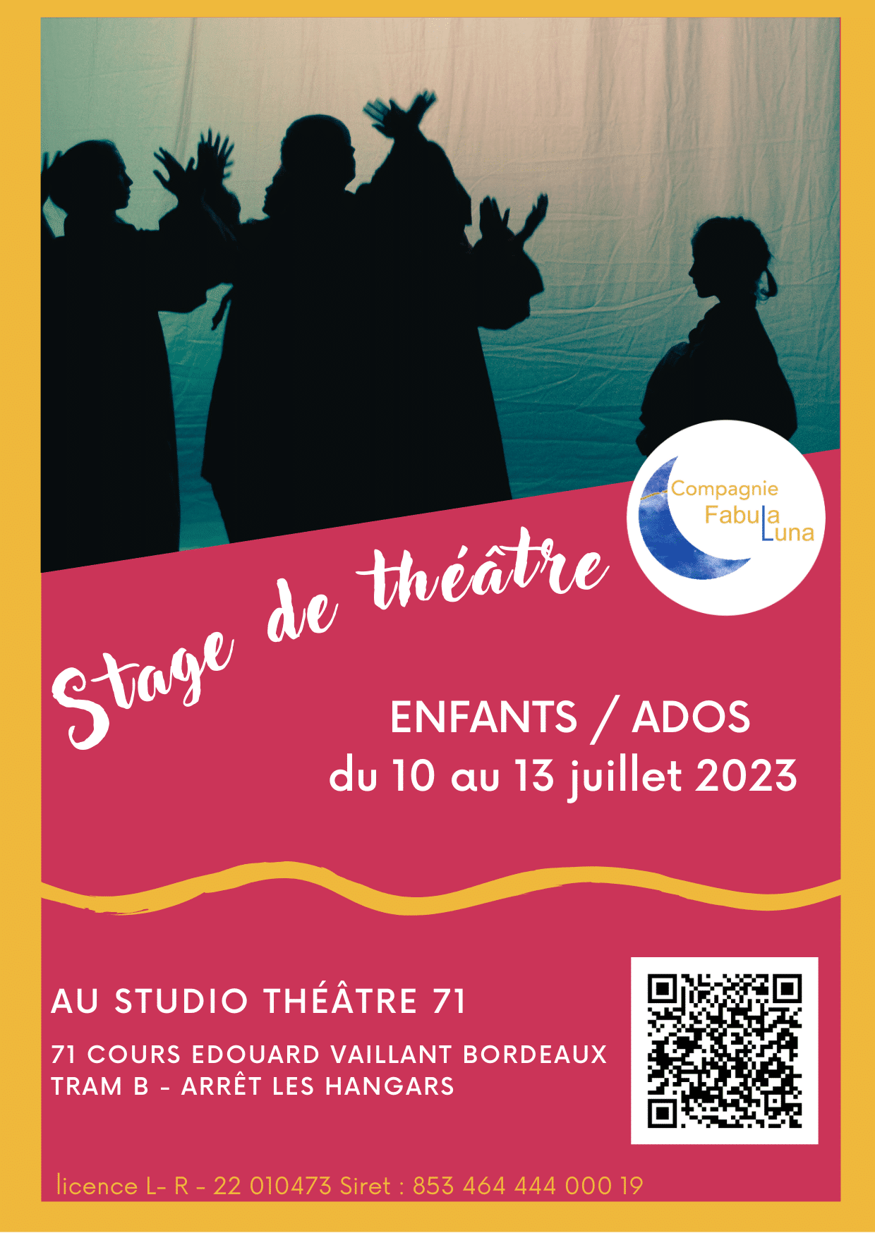 stage vacances été enfant bordeaux théatre