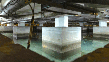 Réservoir sous le miroir d'eau de Bordeaux