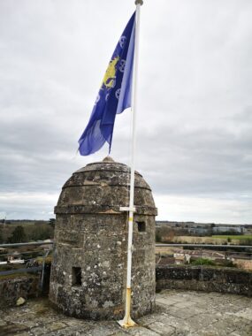 Drapeau avec le blason du donjon