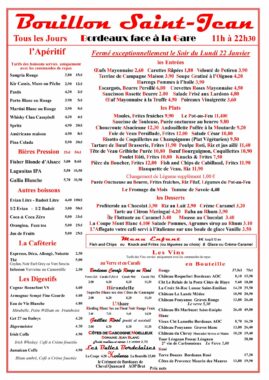 carte des plats bordeaux